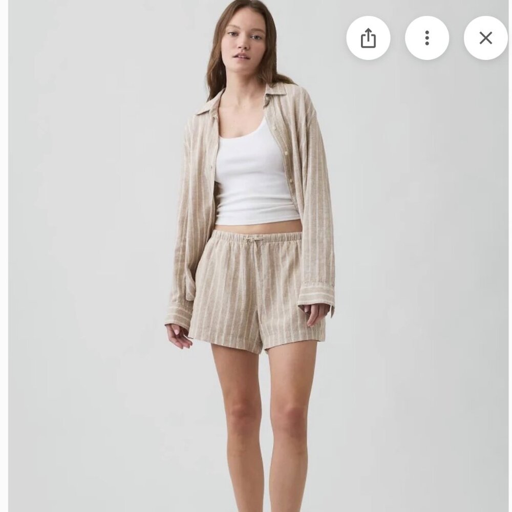 GAP FACTORY 4" Mid Rise Pull-On Linen-Blend Shorts M